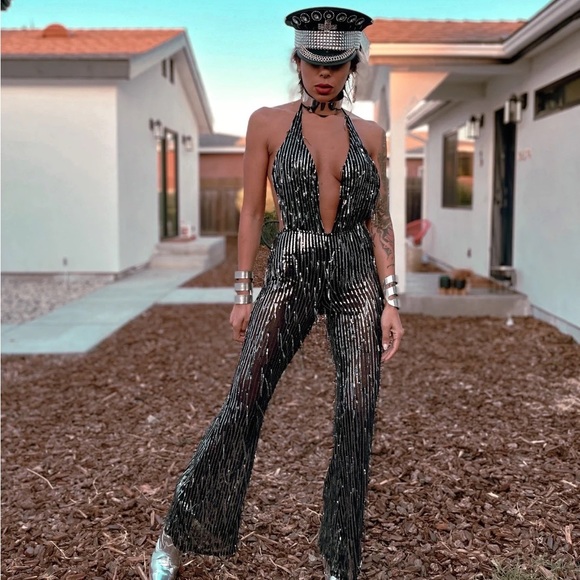 Disco Western Sequin fringe bridal festival jumpsuit. - Picture 11 of 11
